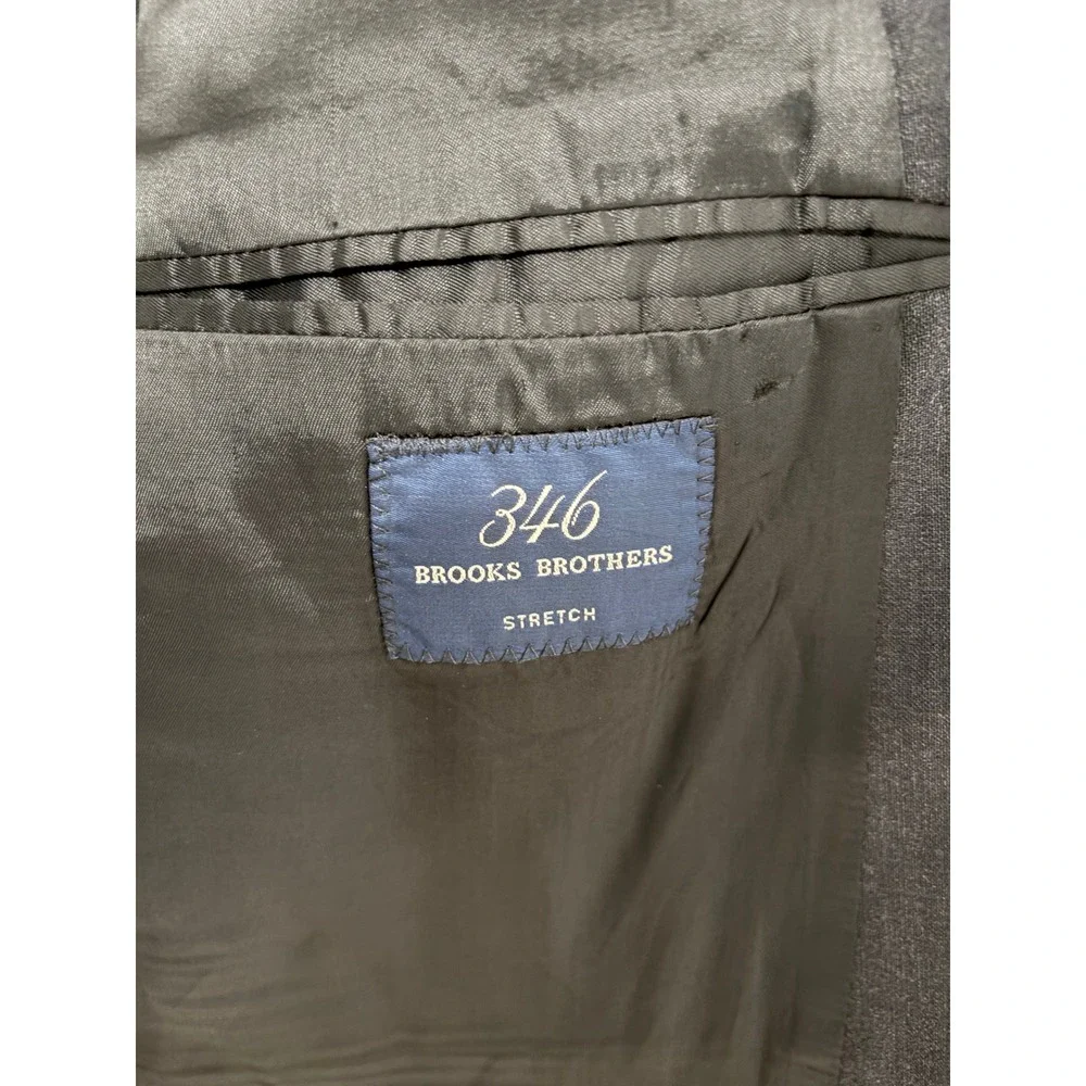 Brooks Brothers 346 Mens 43R Blazer Charcoal Gray Stretch Wool 3 Button SuitCoat
